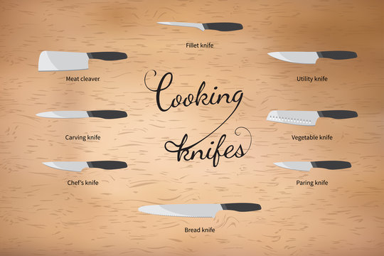 vector illustration of cooking knifes set 