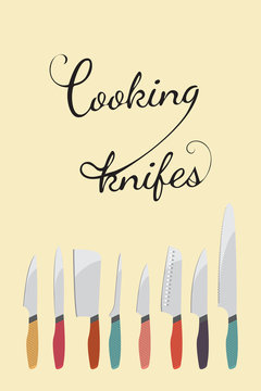 vector illustration of cooking knifes set 
