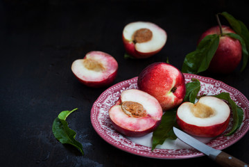 Plate of fresh nectarines