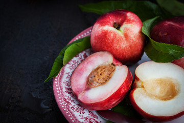 Plate of fresh nectarines