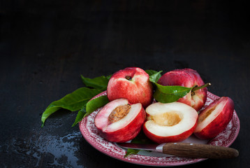 Plate of fresh nectarines