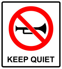 Prohibited Sign For Keep Quite. Vector illustration