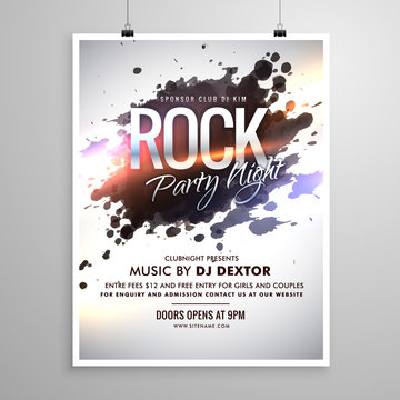 rock music flyer poster template with ink splash
