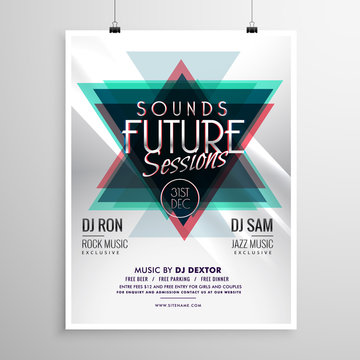 event flyer poster template with abstract triangle shapes