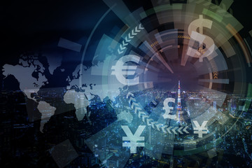financial technology (FinTech) and world economy, abstract image visual