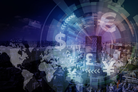 financial technology (FinTech) and world economy, abstract image visual