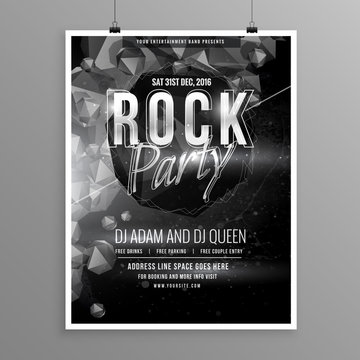 black rock music party flyer poster template