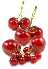 Naklejka na ściany i meble Isolated image of cherries close-up