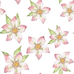 Simple floral pattern. Seamless background. Hand drawn watercolor flowers 1