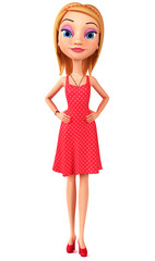 Young girl on a white background. Illustration for advertising.