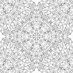 Coloring pages for adults.Decorative hand drawn doodle nature ornamental curl vector sketchy seamless pattern.