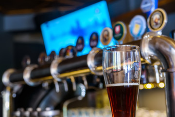 Glass of beer at pub