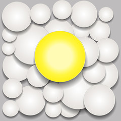 Circles 3D and shadows over grey background