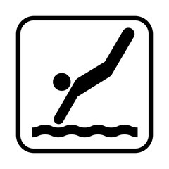 Diving ang water jumping icon. Flat vector illustration isolated on white background.