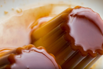 Creme brulee. Traditional French and Italian vanilla cream dessert with caramelized sugar. Delicious, sweet, tasty dish. Copy space
