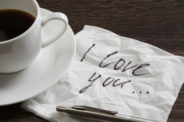 Love confession on napkin