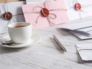 Letter with seal on table