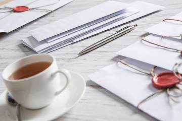Letter with seal on table
