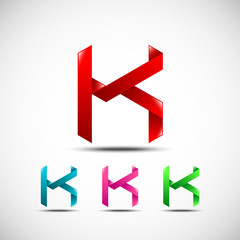 Abstract letter K logo,vector origami design template elements