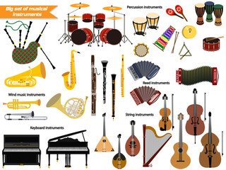 Naklejka premium Big set of musical instruments.