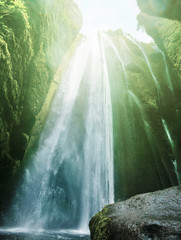  Gljufrabui waterfalls inside a cave, Iceland