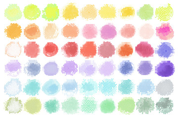 Abstract Halftone Backgrounds Vector Set of Isolated Modern Design Element. colored Logo, illustration grunge colorful dots