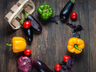 Composition with variety of raw vegetables