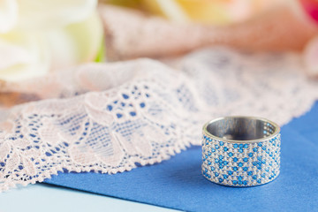 Jewelry rings with blue gemstone