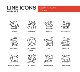 Fototapeta na wymiar Animals - line design icons set