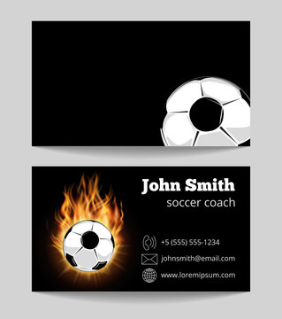 Soccer black business card template