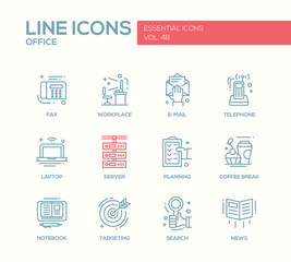 Office - flat design line icons set