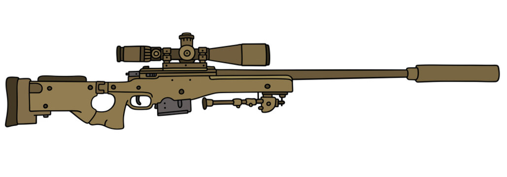 Sand sniper rifle / Hand drawing, vector illustration Stock Vector | Adobe  Stock