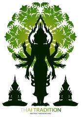 Silhouette Brahma rama and thai tradition pattern