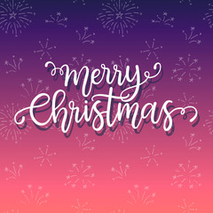Fototapeta na wymiar Merry Christmas! Hand Lettering for invitation and greeting card, prints and posters. Modern calligraphic design