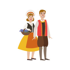 Couple In French National Clothes