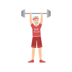 Fototapeta na wymiar Old Man Weight Lifting In Gym