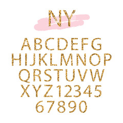 Golden confetti glittering Alphabet