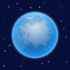 Vector stippled globe with atmosphere. Views of Asia