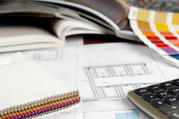 interior design concept, kitchen sketch furniture catalog