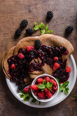 Cocoa pancakes with forest fruit