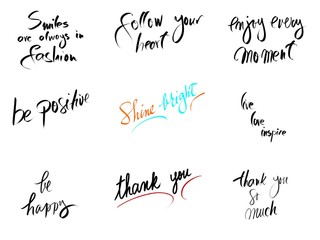 Photo collage with motivational messages isolated on white