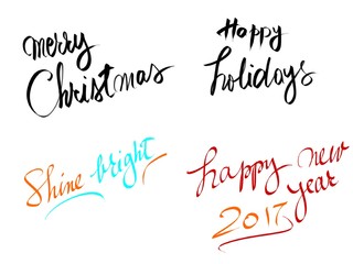 Photo collage with greetings isolated on white