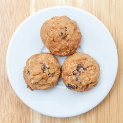 A plate of oatmeal cookies ready to be served for afternoon tea.