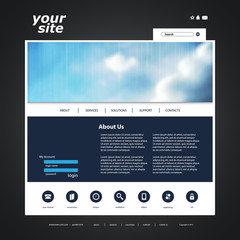  Website Template with Blurred Clouds Background Design 