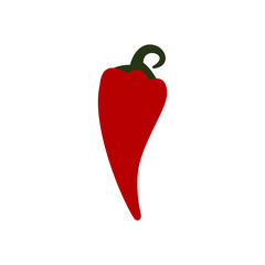 Red hot chili pepper icon in flat style on a white background