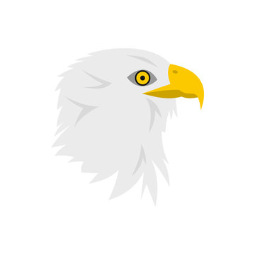 Bald eagle icon in flat style on a white background