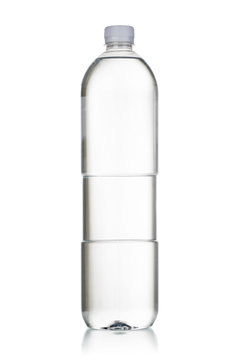 Plastic bottle of water over white background.