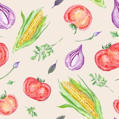 Watercolor Fresh Vegetable Pattern