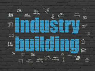 Manufacuring concept: Industry Building on wall background