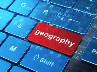 Fototapeta premium Education concept: Geography on computer keyboard background